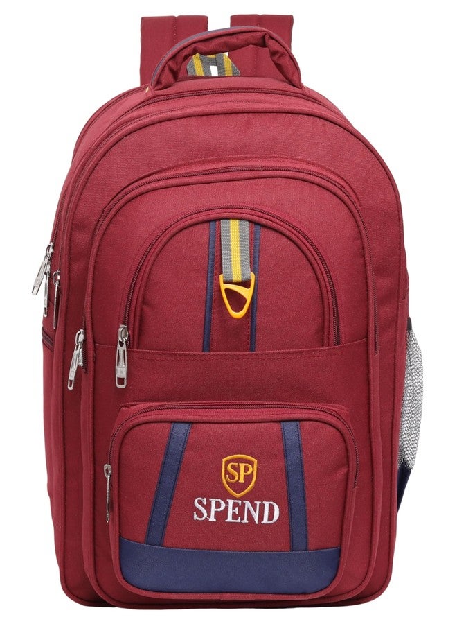 حقيبة ظهر مدرسية مع حقيبة غداء من سبند | حقيبة مدرسية واسعة متعددة الأغراض للطلاب | تصميم متين متعدد الجيوب، خفيف الوزن، بسعة تخزين عالية، مناسبة للصفوف من الخامس إلى العاشر (أحمر، أزرق داكن) - Image 4